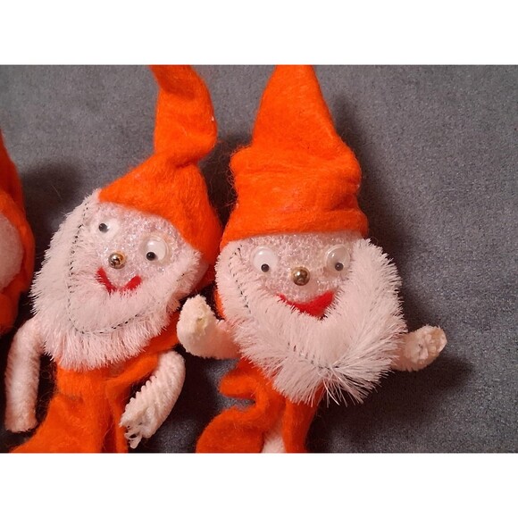 Vintage Chenille Poseable Christmas Elf Ornaments - Picture 3 of 4